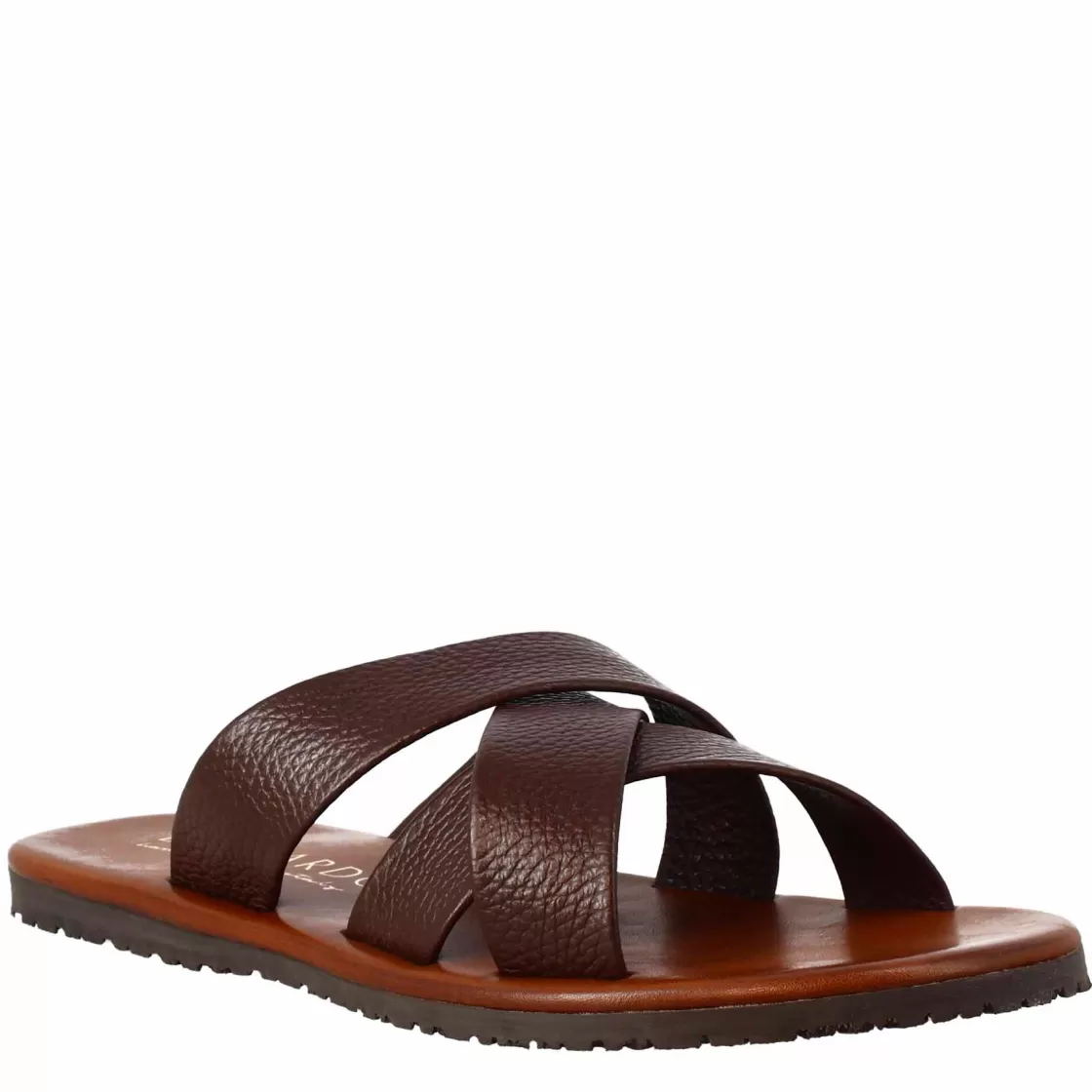 Cheap Leonardo Shoes Sandali Uomo Tre Fasce Intrecciate In Pelle Color . Marrone