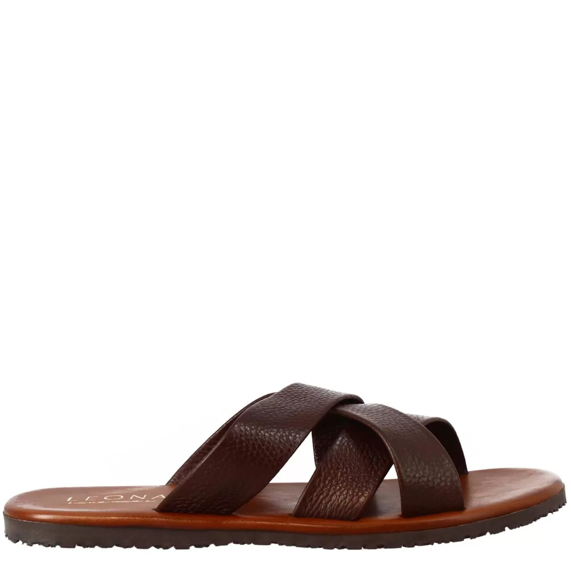Cheap Leonardo Shoes Sandali Uomo Tre Fasce Intrecciate In Pelle Color . Marrone