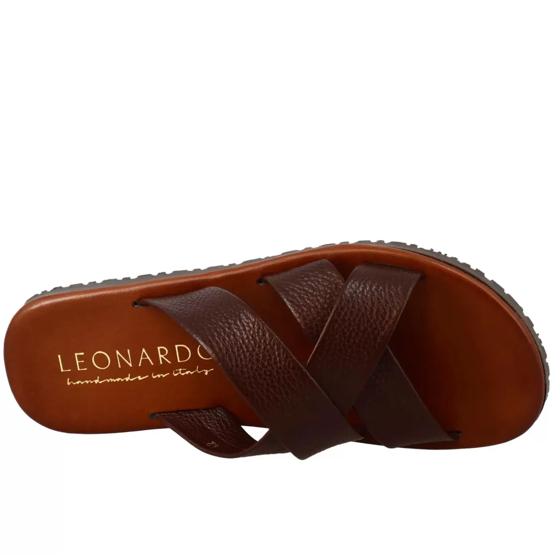 Cheap Leonardo Shoes Sandali Uomo Tre Fasce Intrecciate In Pelle Color . Marrone