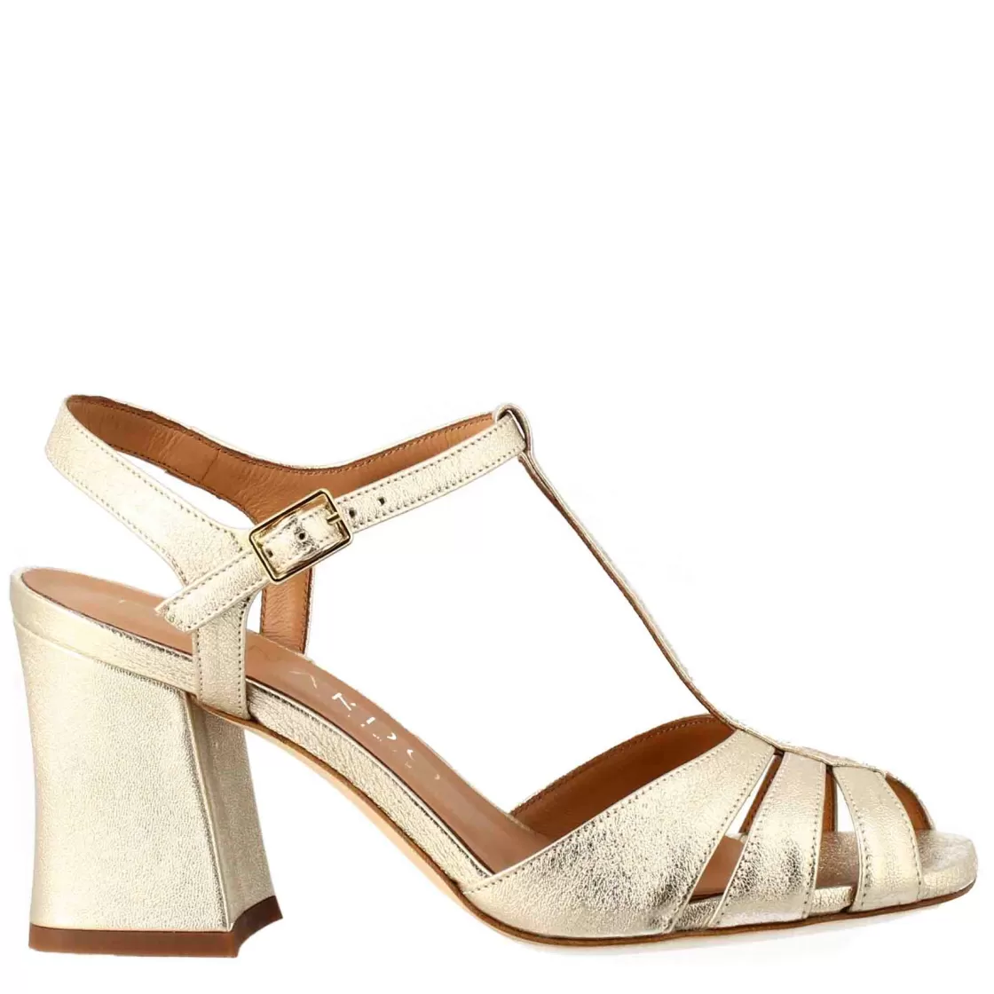 Clearance Leonardo Shoes Sandalo A Gabbia Da Donna In Pelle Colore Platino