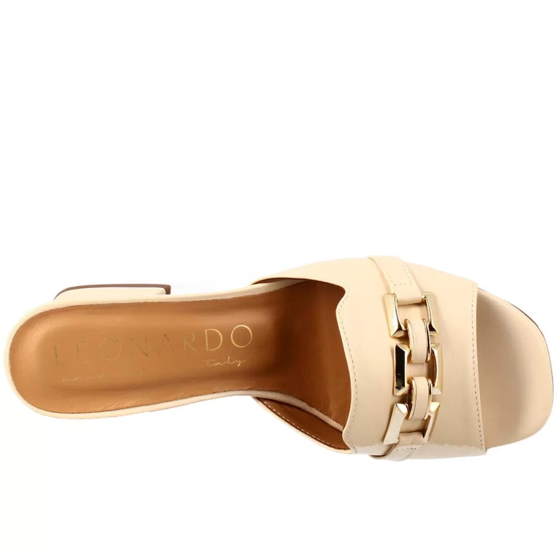 Hot Leonardo Shoes Sandalo Aperto Con Fibbia Da Donna In Pelle Colore Cipria