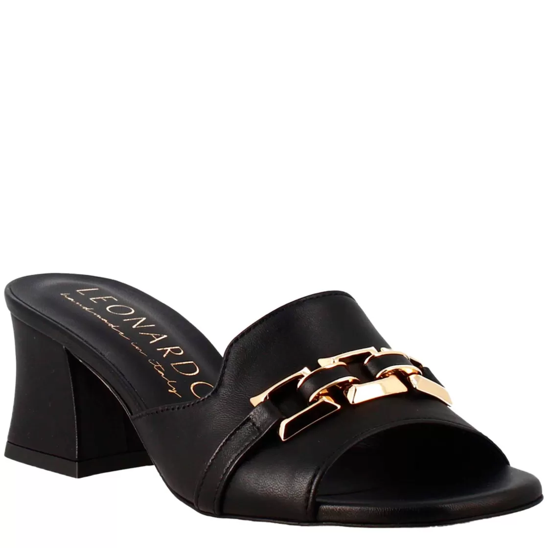 Clearance Leonardo Shoes Sandalo Aperto Con Fibbia Da Donna In Pelle Colore Nero