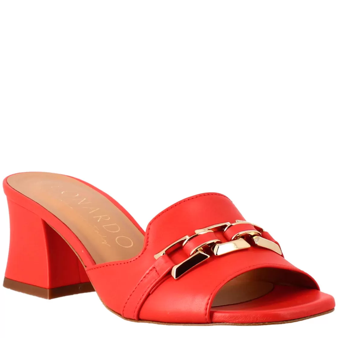Discount Leonardo Shoes Sandalo Aperto Con Fibbia Da Donna In Pelle Colore Rosso