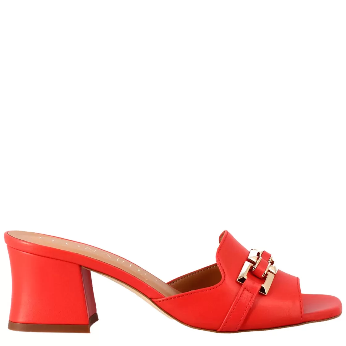 Discount Leonardo Shoes Sandalo Aperto Con Fibbia Da Donna In Pelle Colore Rosso