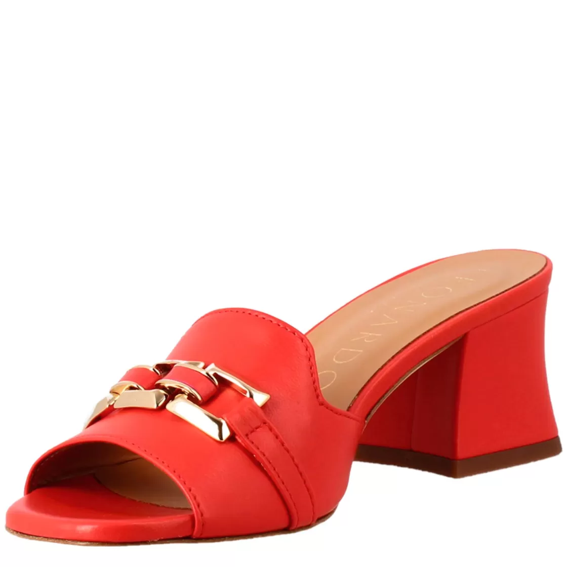 Discount Leonardo Shoes Sandalo Aperto Con Fibbia Da Donna In Pelle Colore Rosso