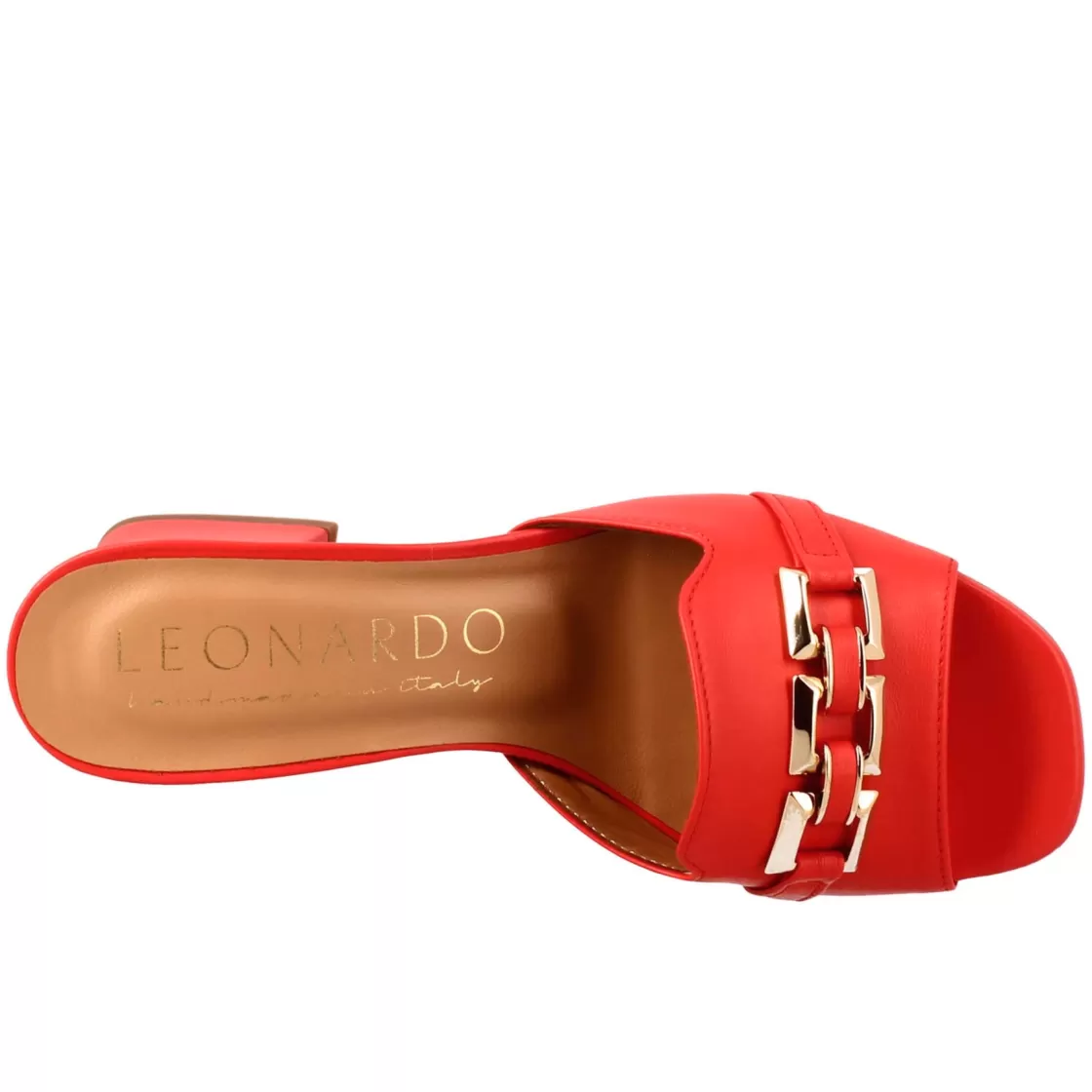 Discount Leonardo Shoes Sandalo Aperto Con Fibbia Da Donna In Pelle Colore Rosso