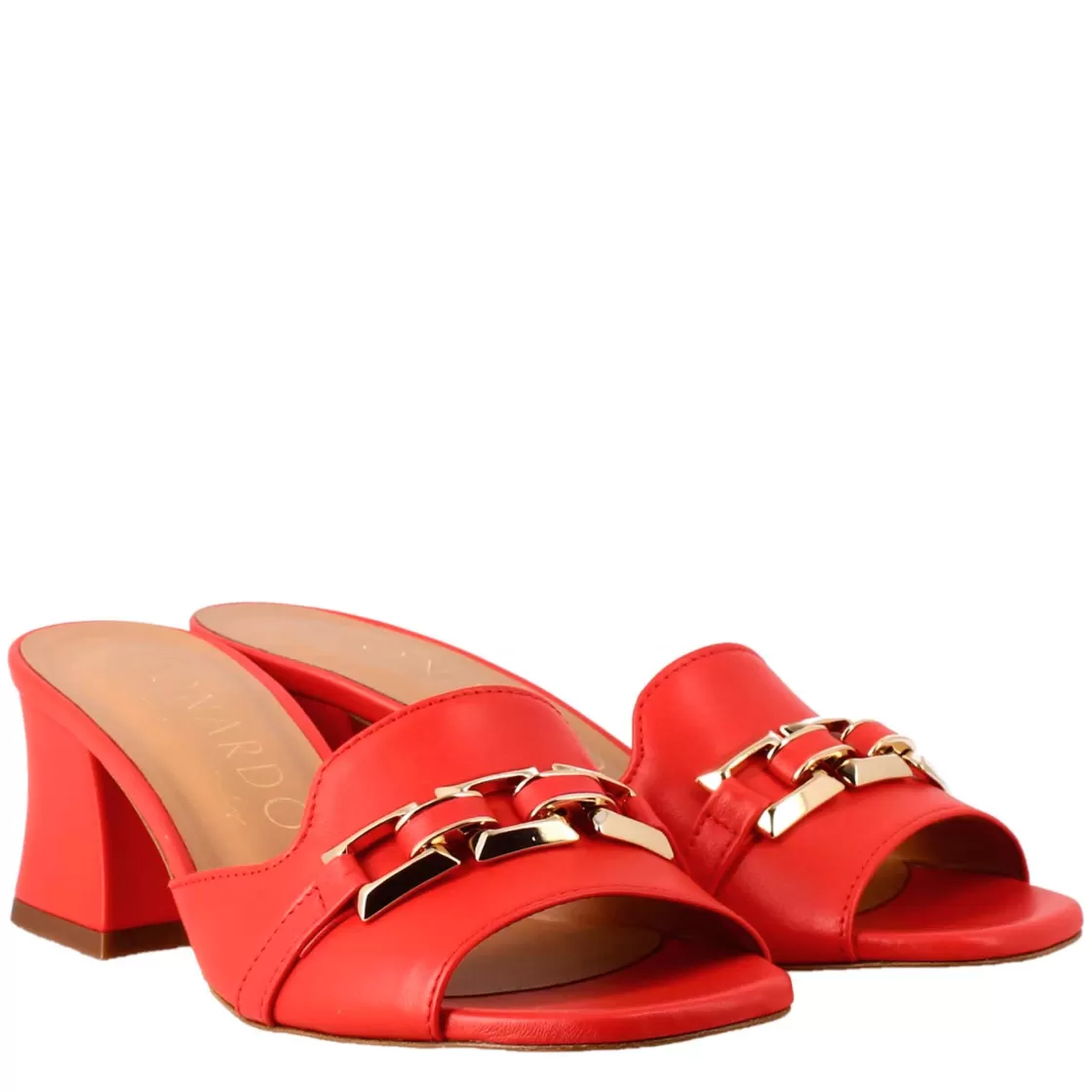 Discount Leonardo Shoes Sandalo Aperto Con Fibbia Da Donna In Pelle Colore Rosso