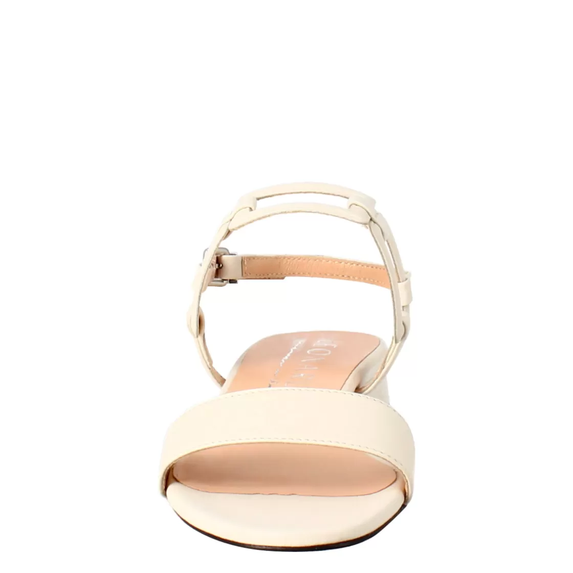 Cheap Leonardo Shoes Sandalo Aperto Da Donna Con Tacco Basso In Pelle Colore Crema Beige