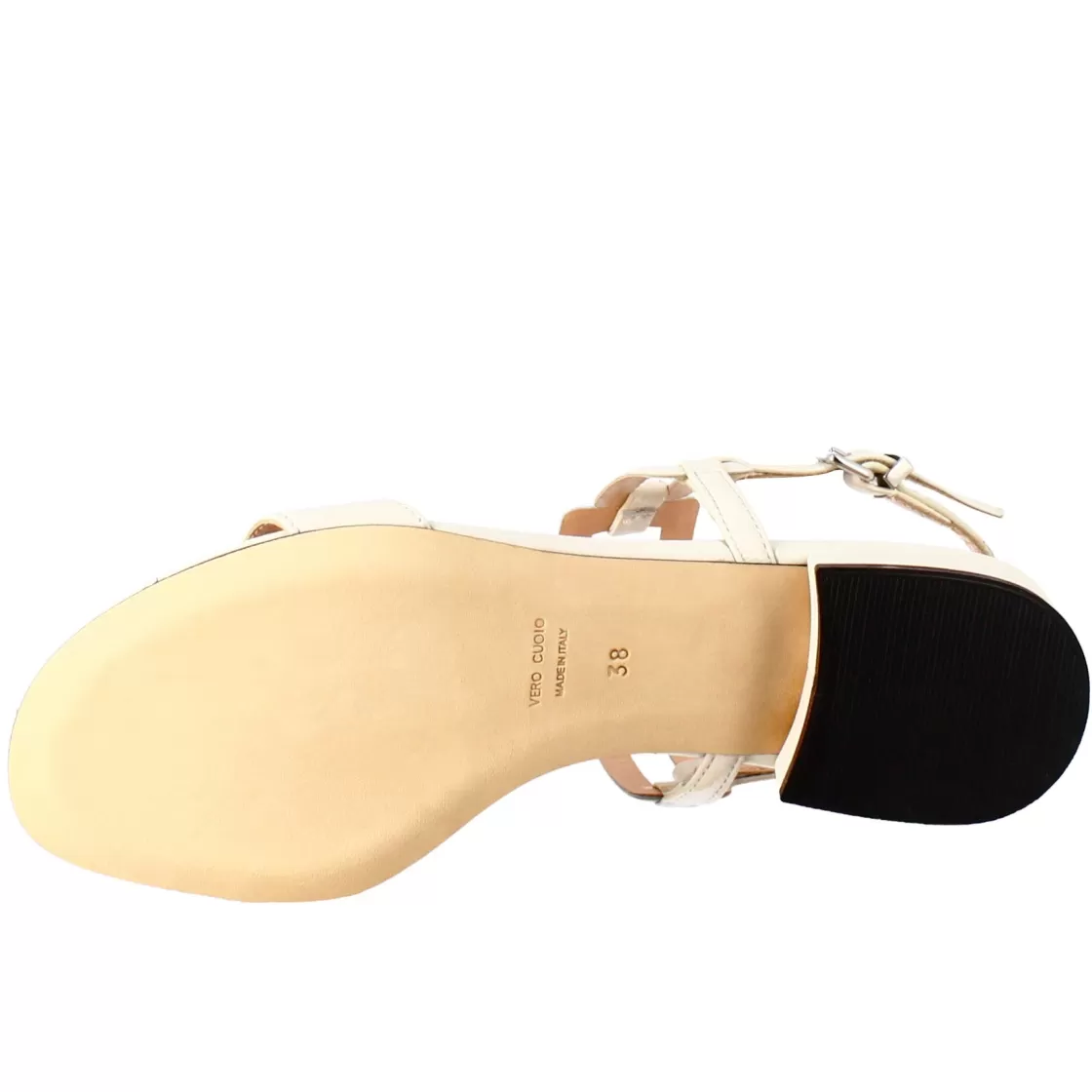 Cheap Leonardo Shoes Sandalo Aperto Da Donna Con Tacco Basso In Pelle Colore Crema Beige