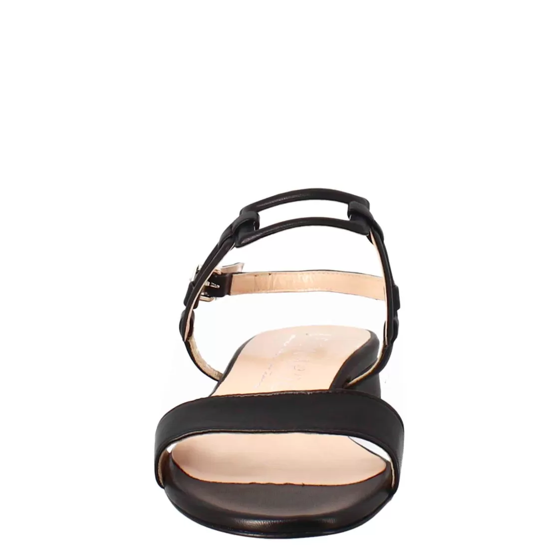 Best Leonardo Shoes Sandalo Aperto Da Donna Con Tacco Basso In Pelle Effetto Glitter Colore Nero