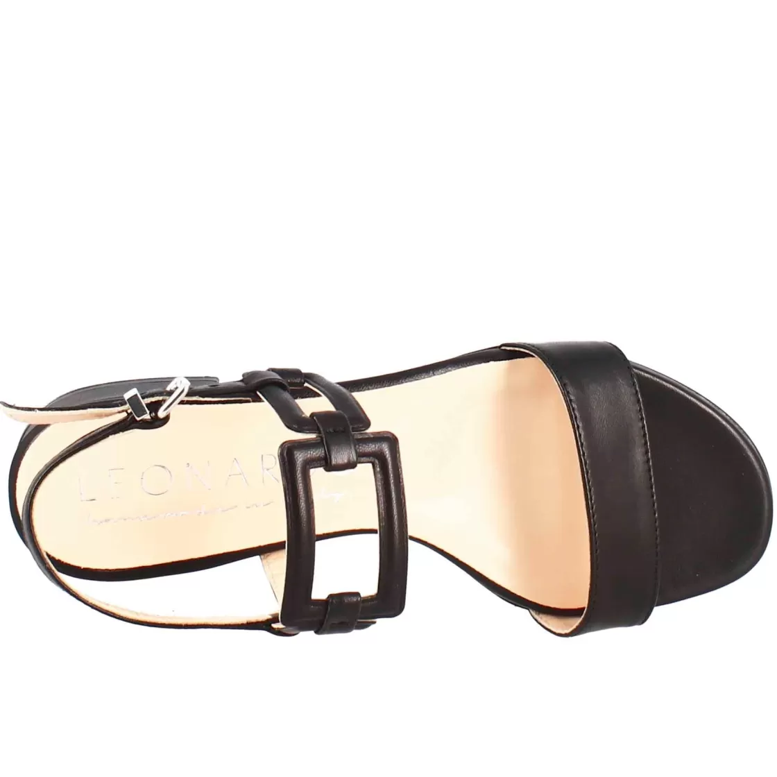 Best Leonardo Shoes Sandalo Aperto Da Donna Con Tacco Basso In Pelle Effetto Glitter Colore Nero