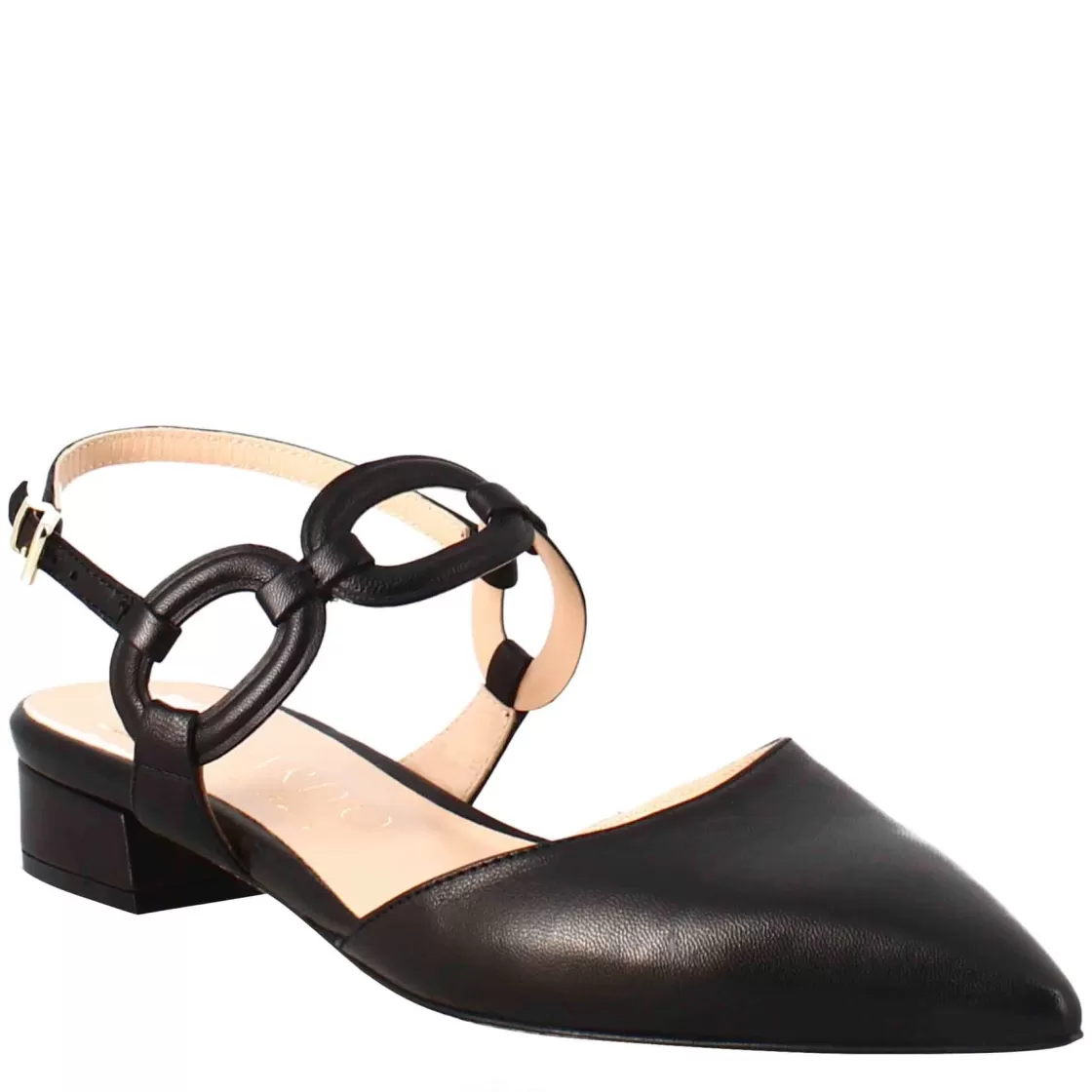 Best Sale Leonardo Shoes Sandalo Chiuso Tacco Medio Da Donna A Punta In Pelle Colore Nero