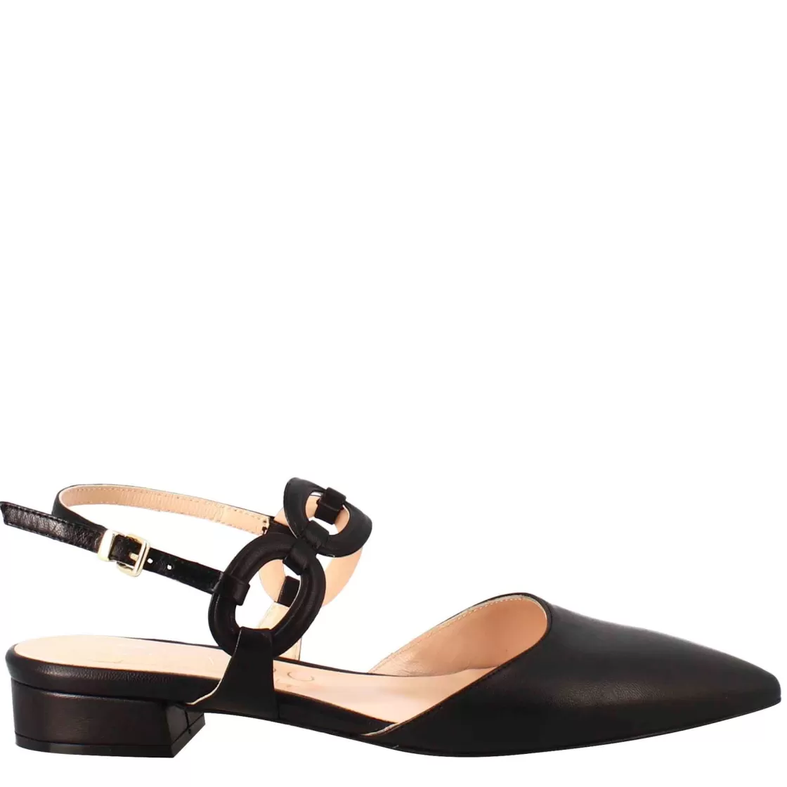 Best Sale Leonardo Shoes Sandalo Chiuso Tacco Medio Da Donna A Punta In Pelle Colore Nero
