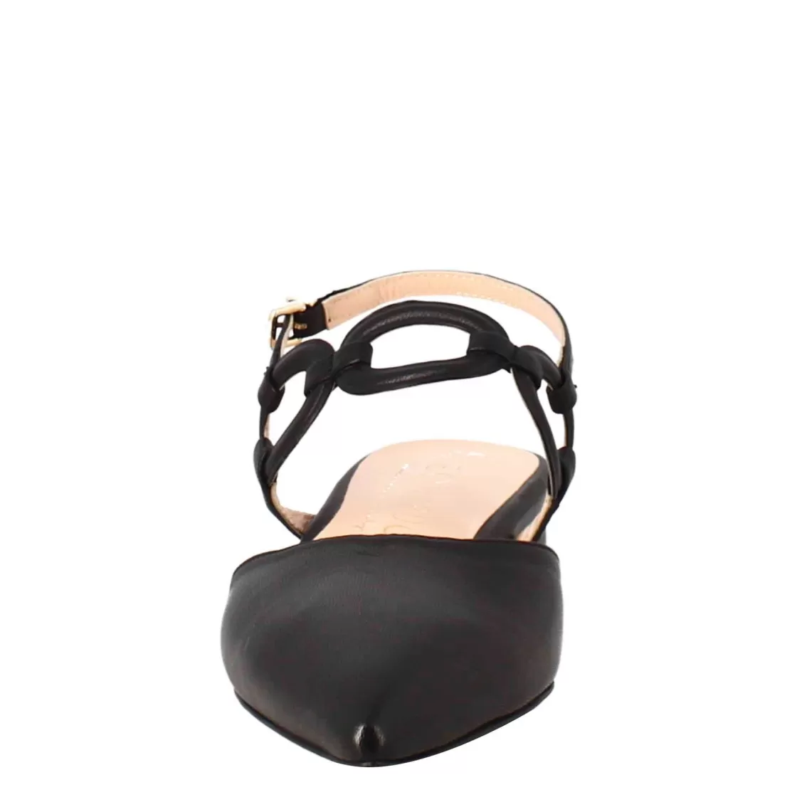 Best Sale Leonardo Shoes Sandalo Chiuso Tacco Medio Da Donna A Punta In Pelle Colore Nero