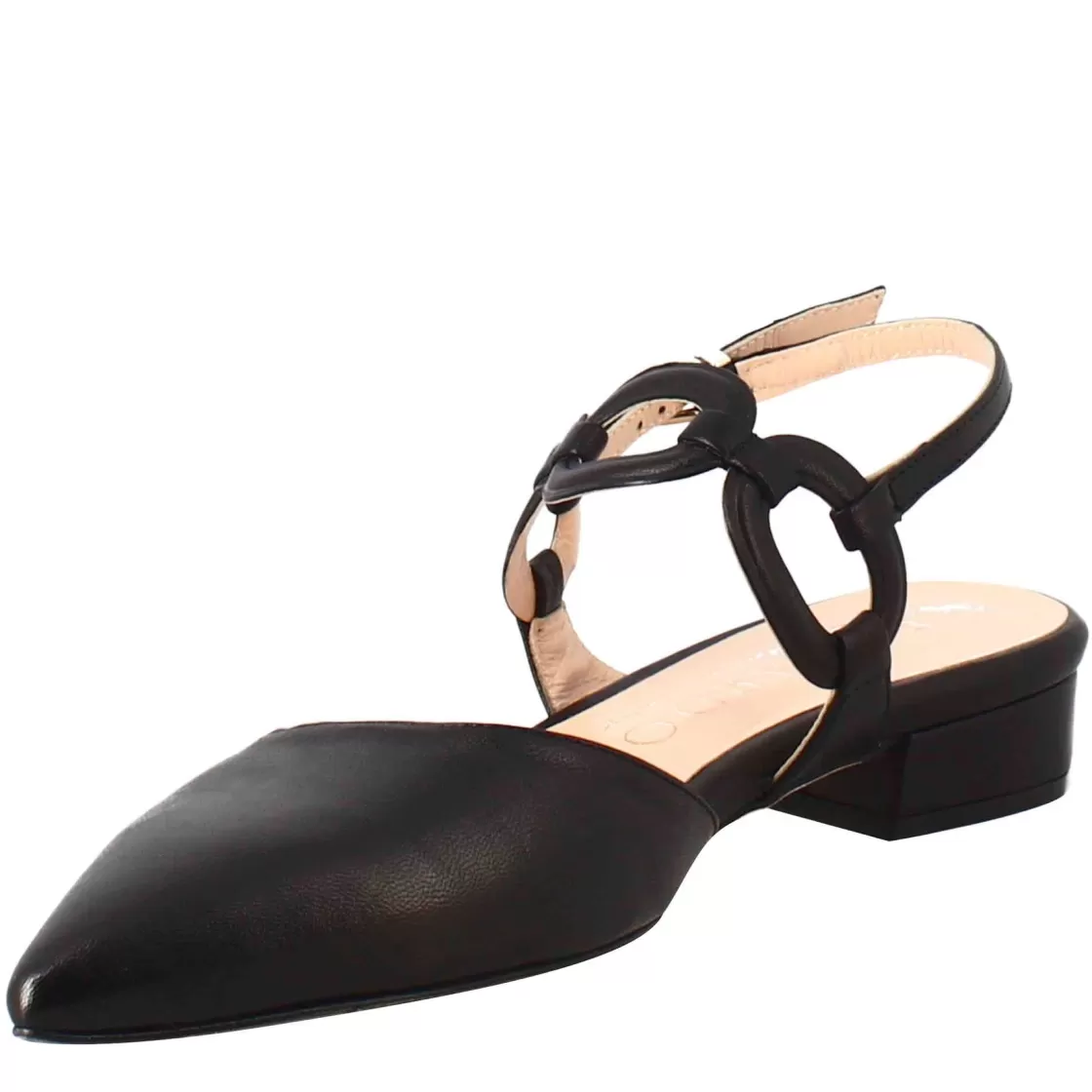 Best Sale Leonardo Shoes Sandalo Chiuso Tacco Medio Da Donna A Punta In Pelle Colore Nero