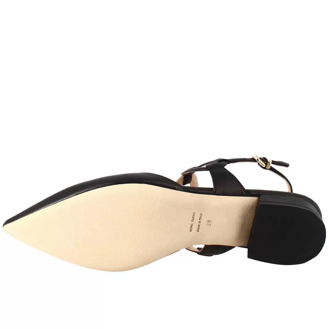 Best Sale Leonardo Shoes Sandalo Chiuso Tacco Medio Da Donna A Punta In Pelle Colore Nero