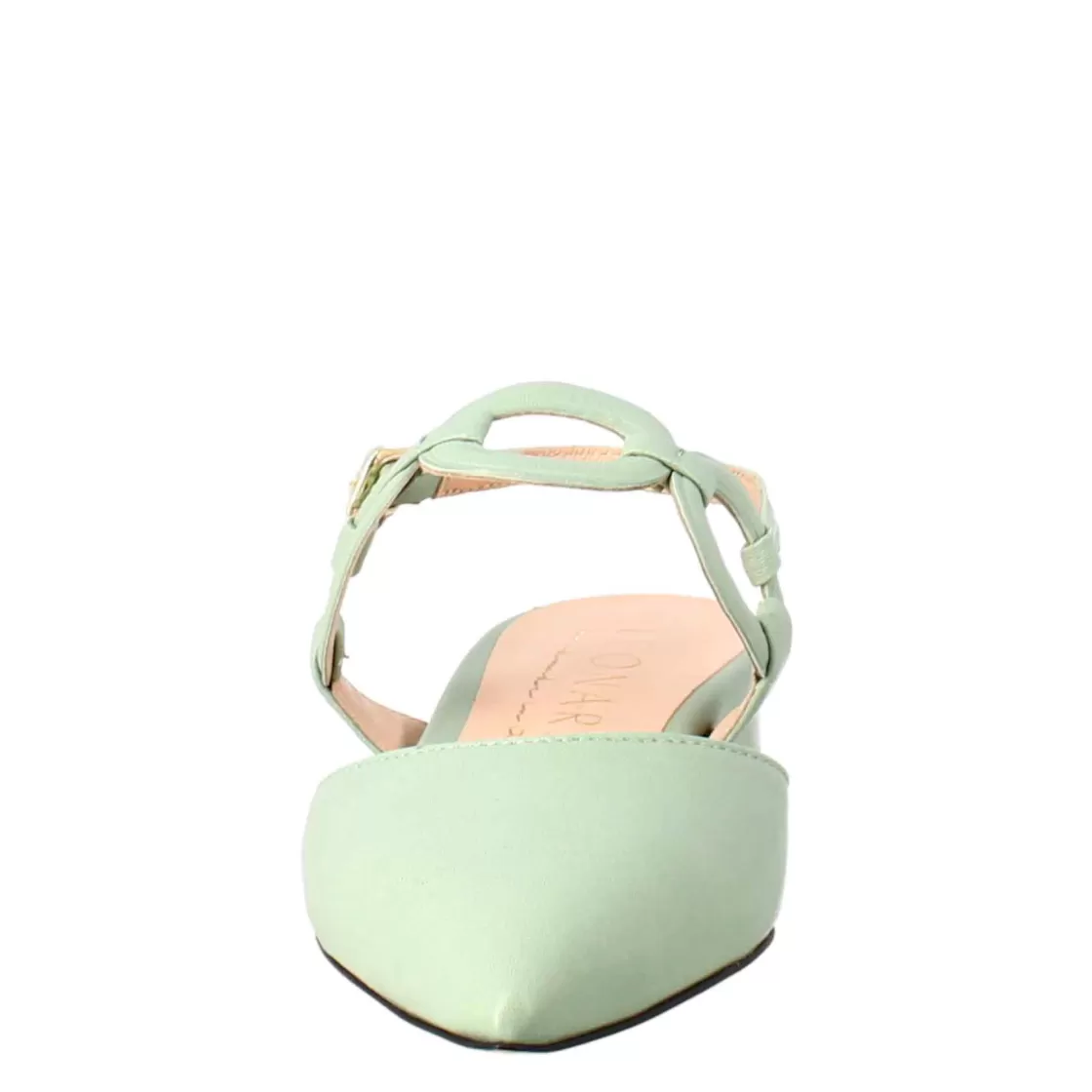 Hot Leonardo Shoes Sandalo Chiuso Tacco Medio Da Donna A Punta In Pelle Colore Verde