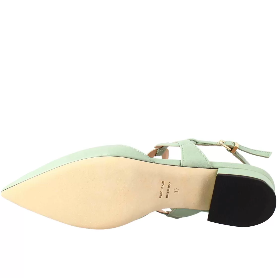 Hot Leonardo Shoes Sandalo Chiuso Tacco Medio Da Donna A Punta In Pelle Colore Verde