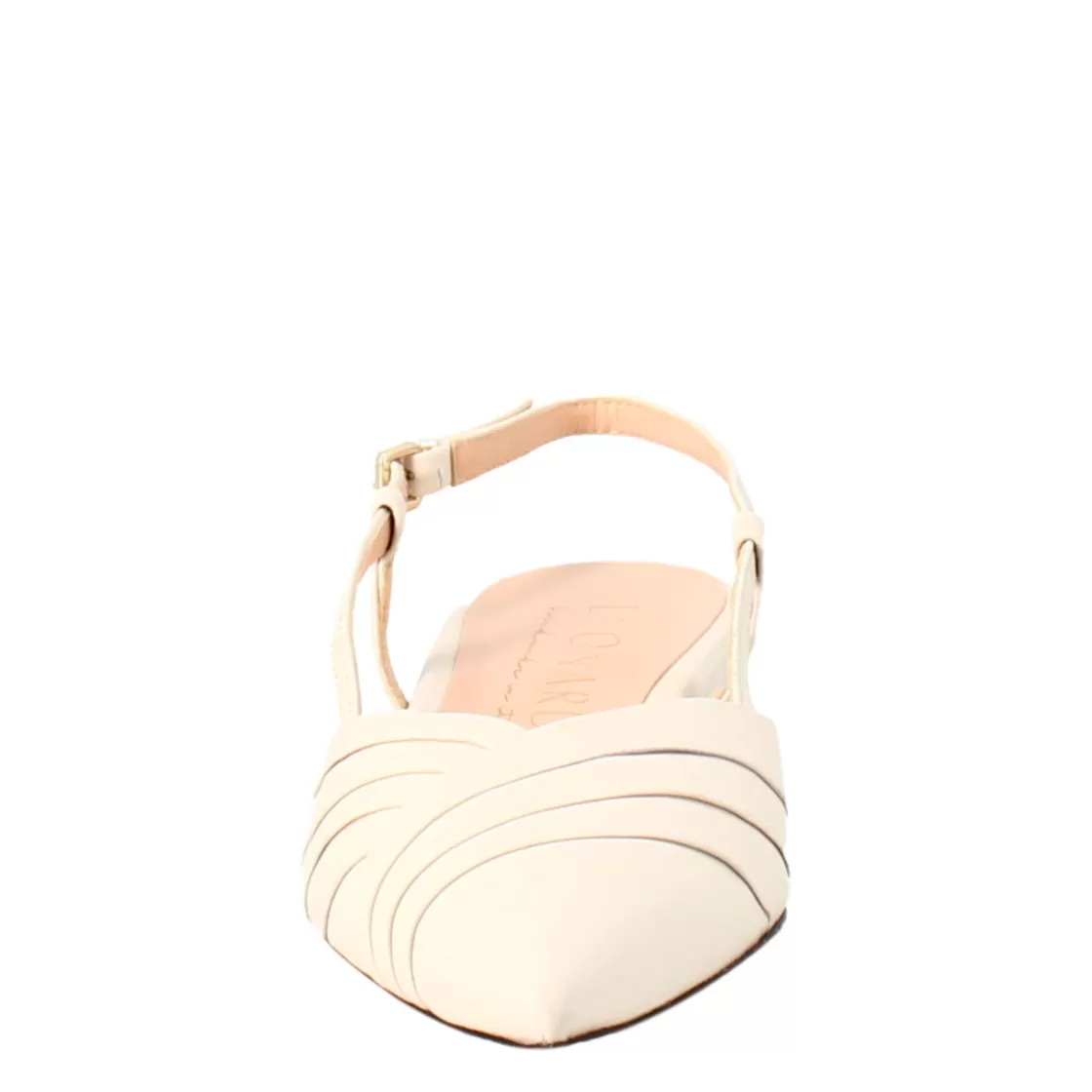 Clearance Leonardo Shoes Sandalo Chiuso Tacco Medio Da Donna A Punta In Pelle Plissè Colore Beige