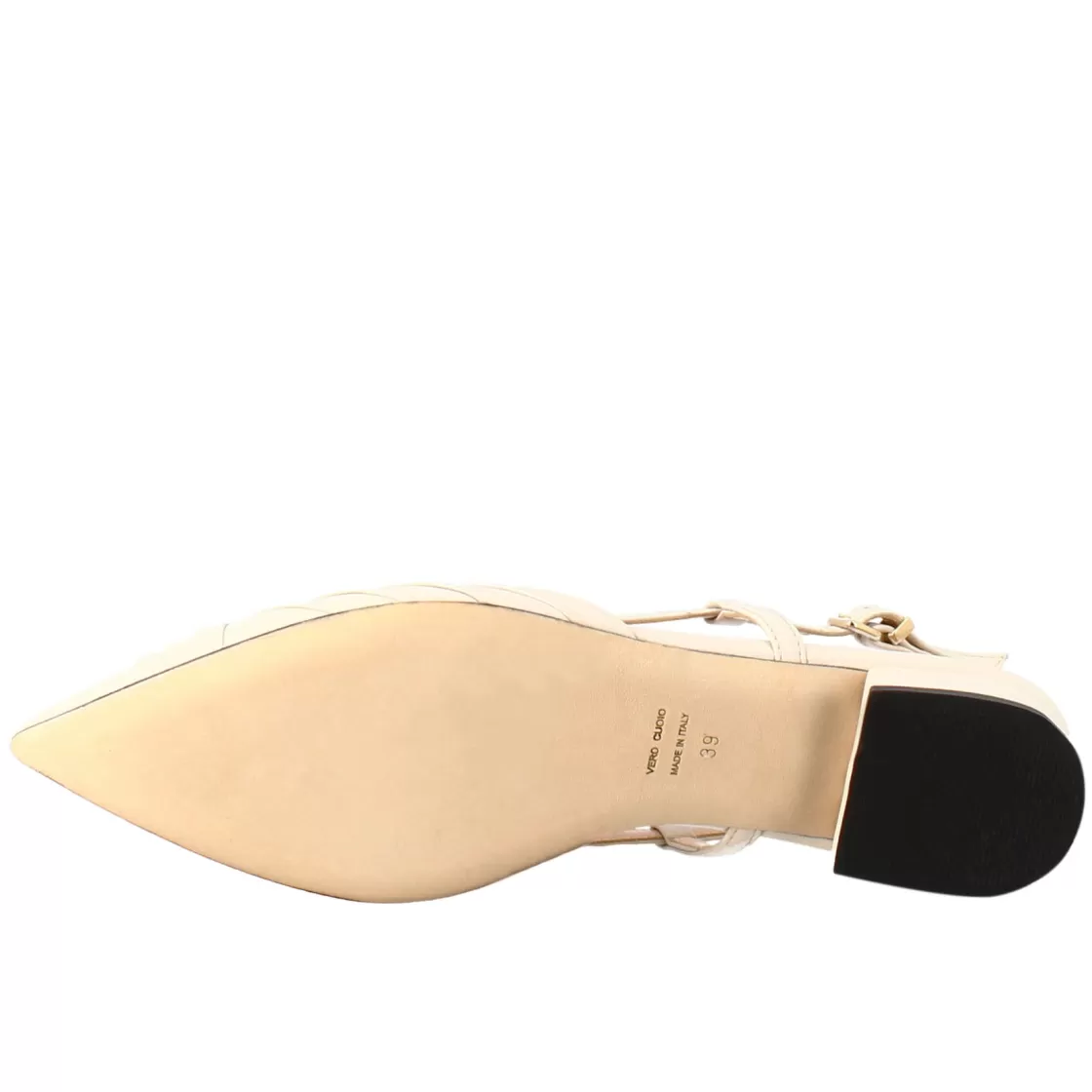 Clearance Leonardo Shoes Sandalo Chiuso Tacco Medio Da Donna A Punta In Pelle Plissè Colore Beige