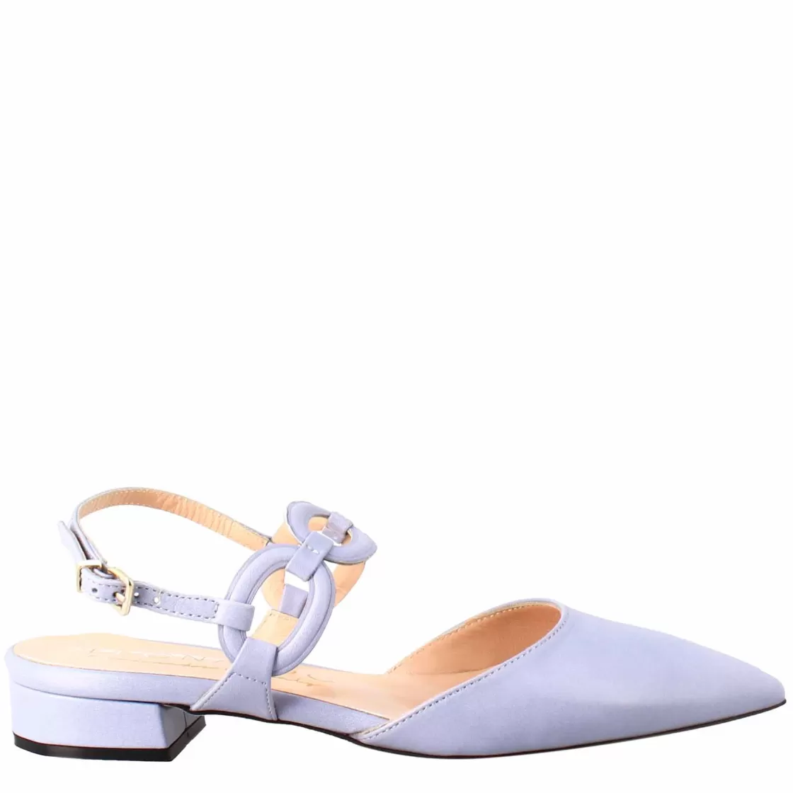 Store Leonardo Shoes Sandalo Chiuso Tacco Medio Da Donna A Punta In Pelle Plissè Colore Glicine Viola