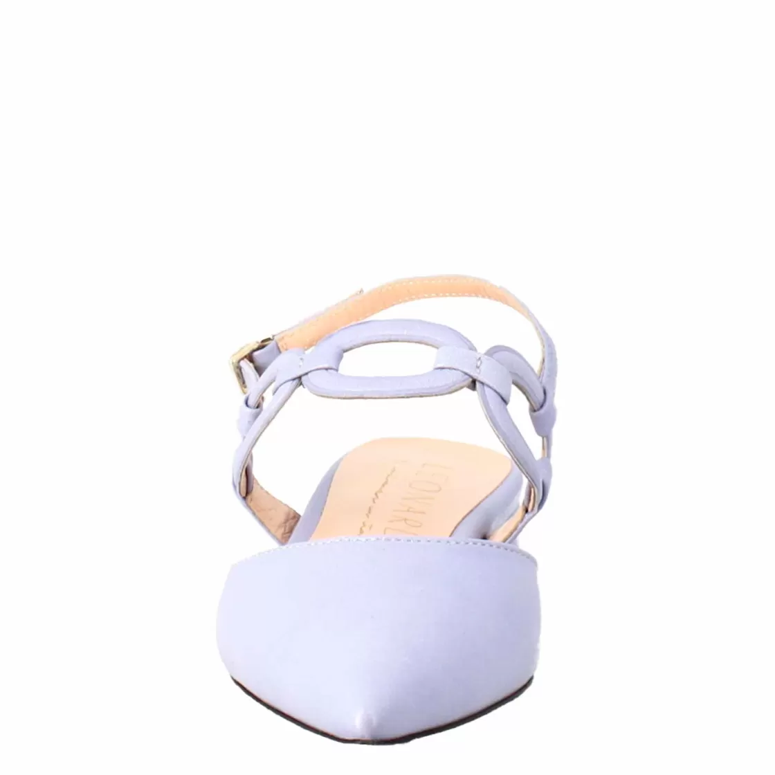 Store Leonardo Shoes Sandalo Chiuso Tacco Medio Da Donna A Punta In Pelle Plissè Colore Glicine Viola