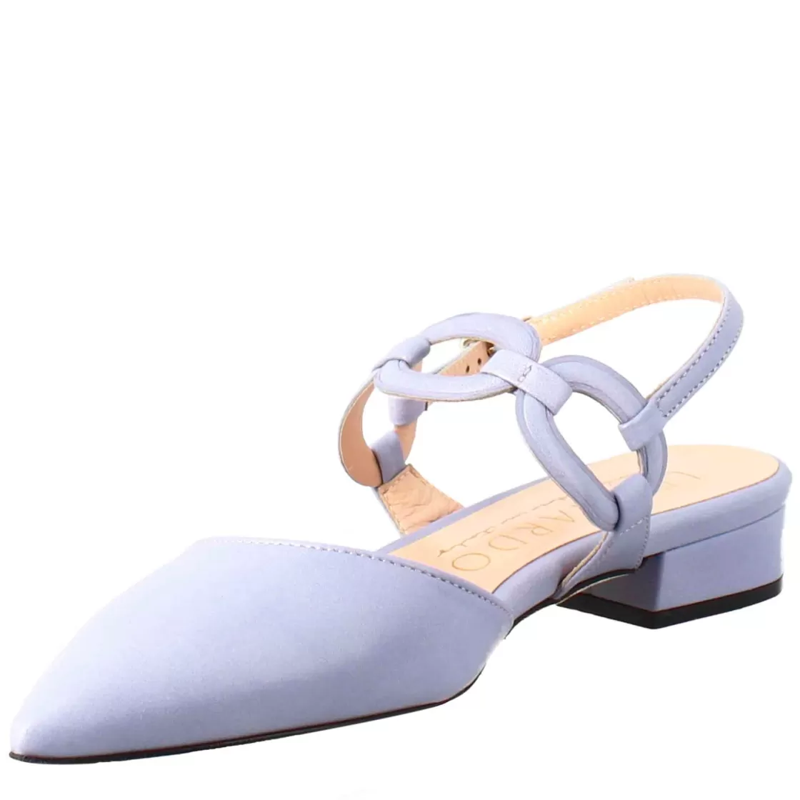 Store Leonardo Shoes Sandalo Chiuso Tacco Medio Da Donna A Punta In Pelle Plissè Colore Glicine Viola