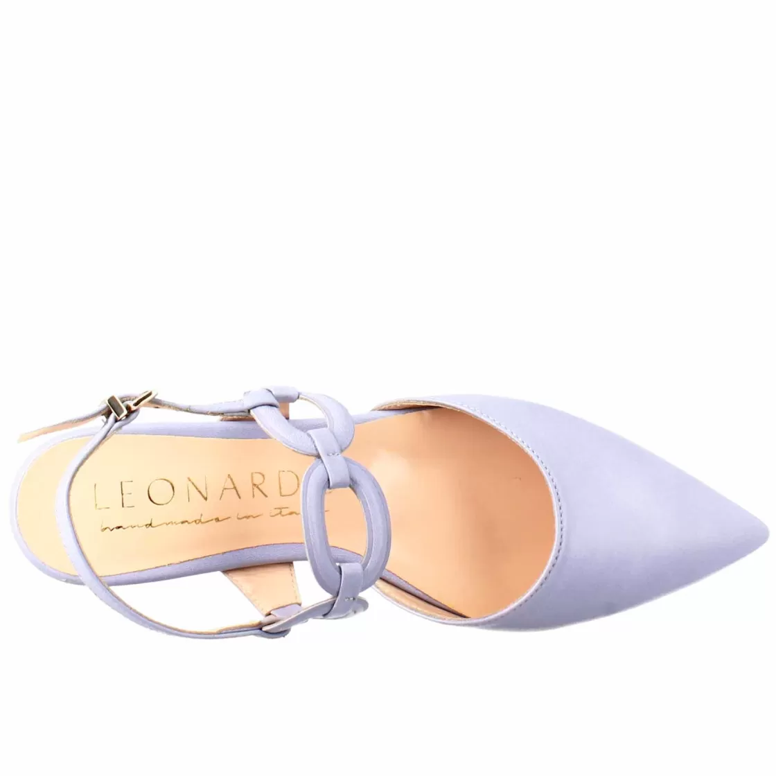Store Leonardo Shoes Sandalo Chiuso Tacco Medio Da Donna A Punta In Pelle Plissè Colore Glicine Viola