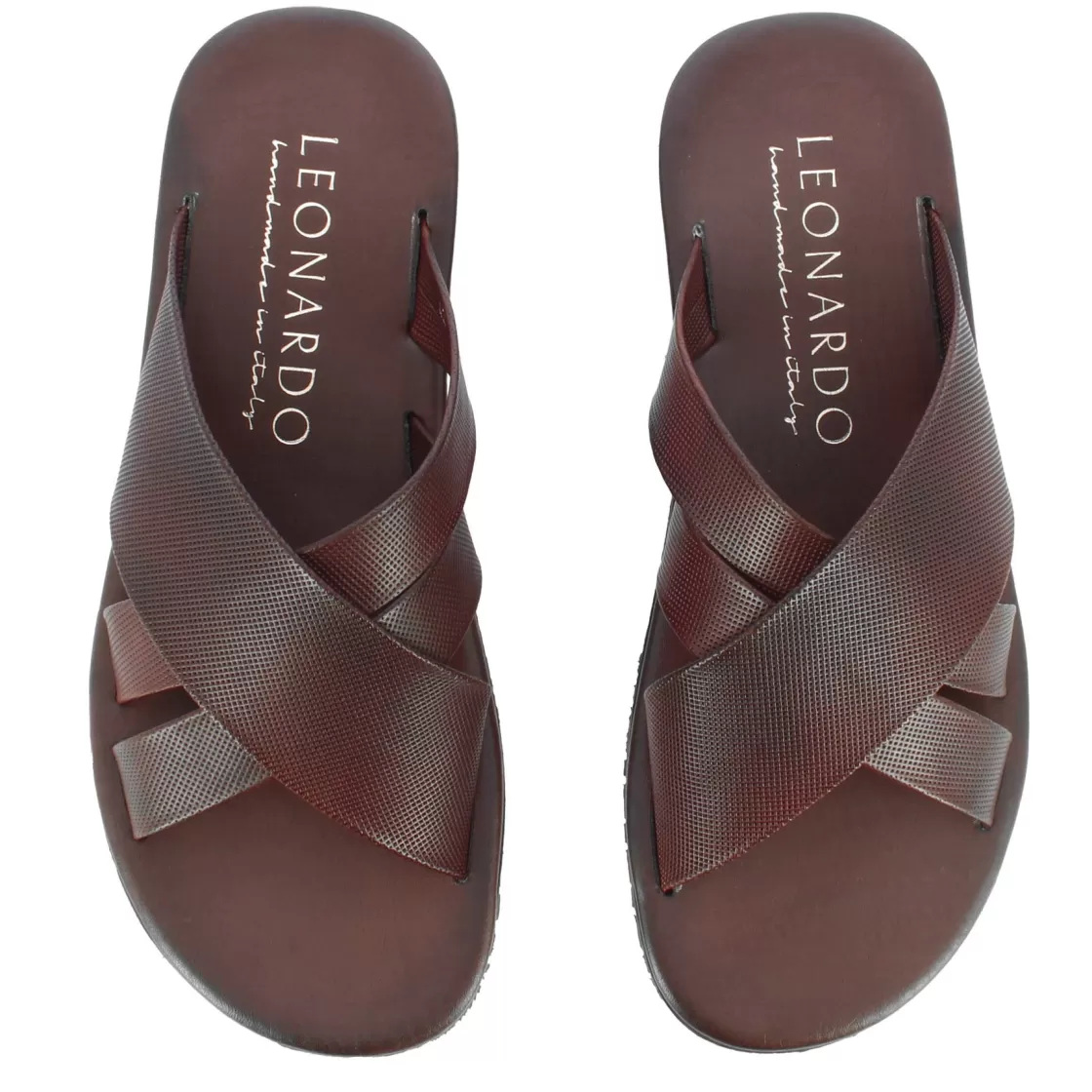 Cheap Leonardo Shoes Sandalo Ciabatta Da Uomo Con Fasce In Pelle Colore Fatte A Mano Marrone