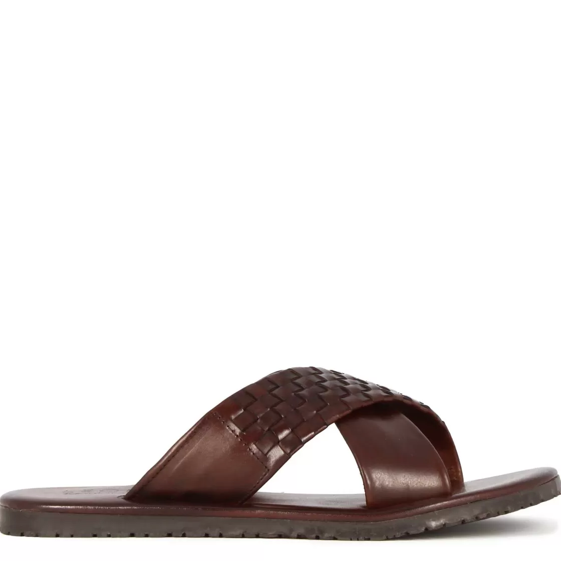 Store Leonardo Shoes Sandalo Ciabatte A Doppia Fascia Da Uomo In Pelle Colore Fatte A Mano Marrone