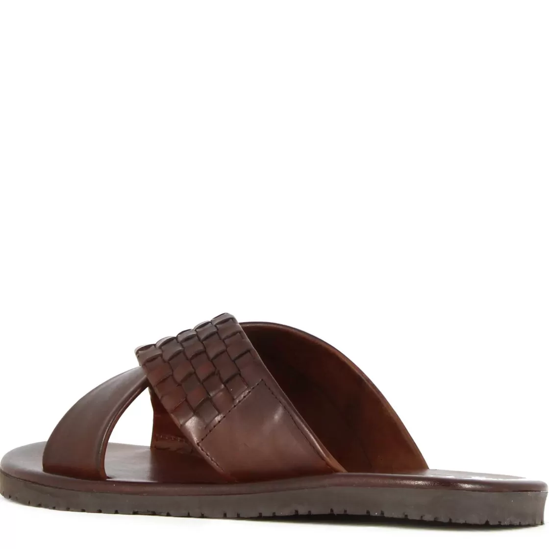 Store Leonardo Shoes Sandalo Ciabatte A Doppia Fascia Da Uomo In Pelle Colore Fatte A Mano Marrone