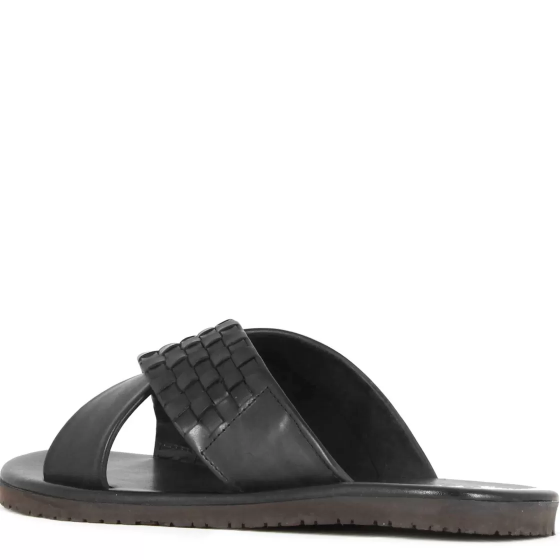 Discount Leonardo Shoes Sandalo Ciabatte A Doppia Fascia Da Uomo In Pelle Colore Fatte A Mano Nero
