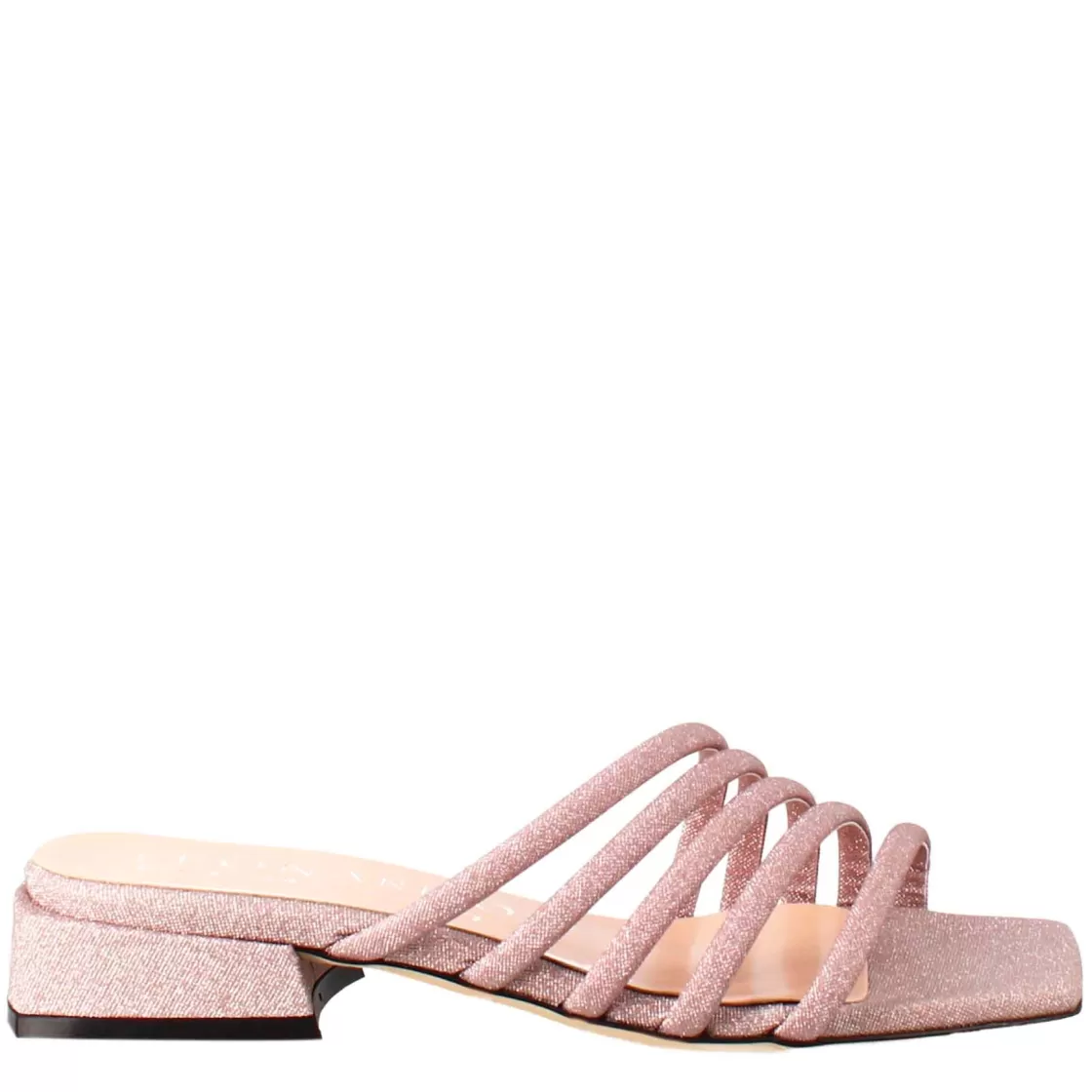 Best Leonardo Shoes Sandalo Da Donna A Forma Squadrata In Pelle Con Glitter Rosa