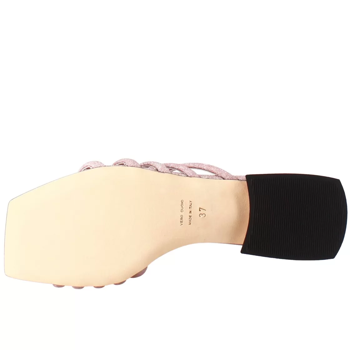 Best Leonardo Shoes Sandalo Da Donna A Forma Squadrata In Pelle Con Glitter Rosa
