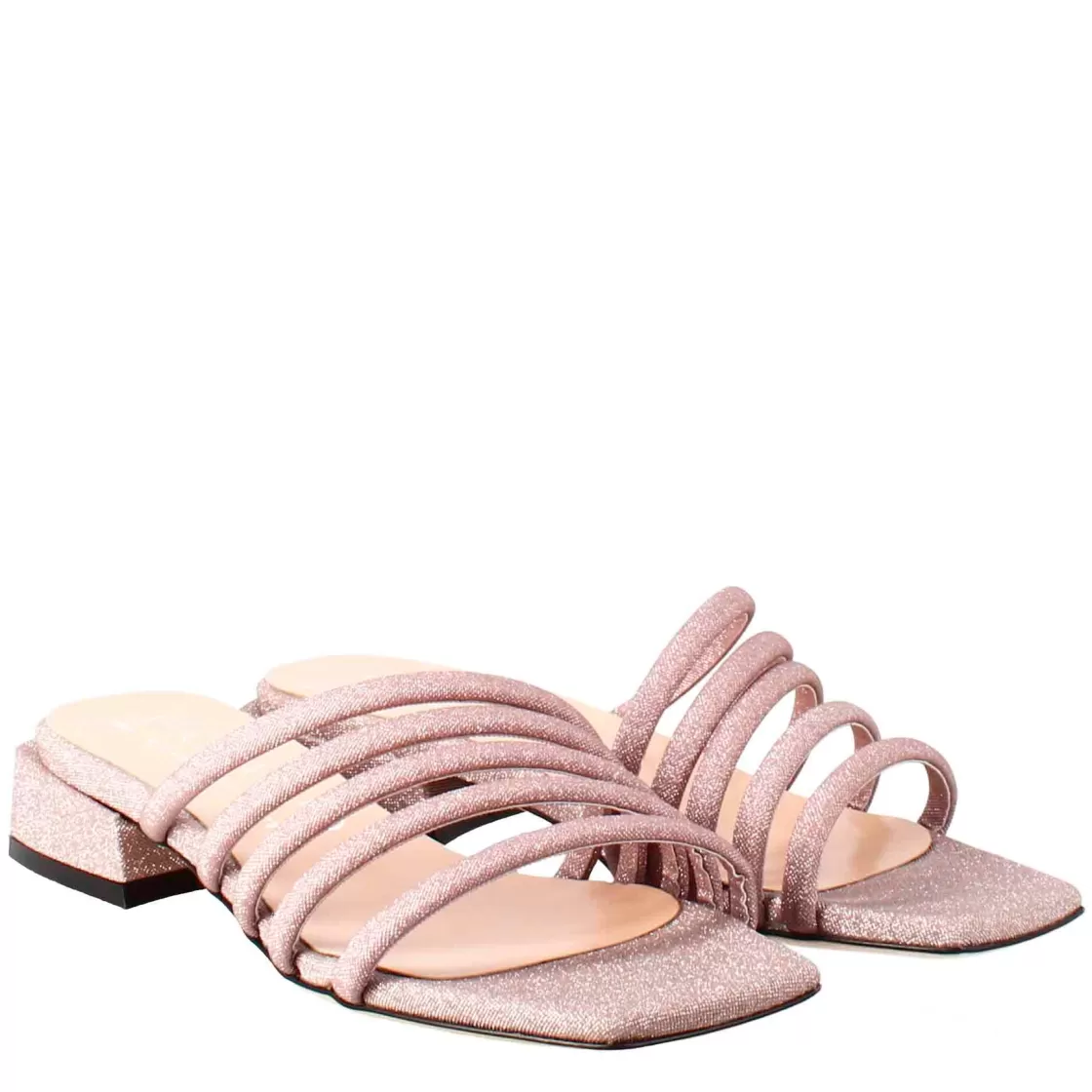 Best Leonardo Shoes Sandalo Da Donna A Forma Squadrata In Pelle Con Glitter Rosa