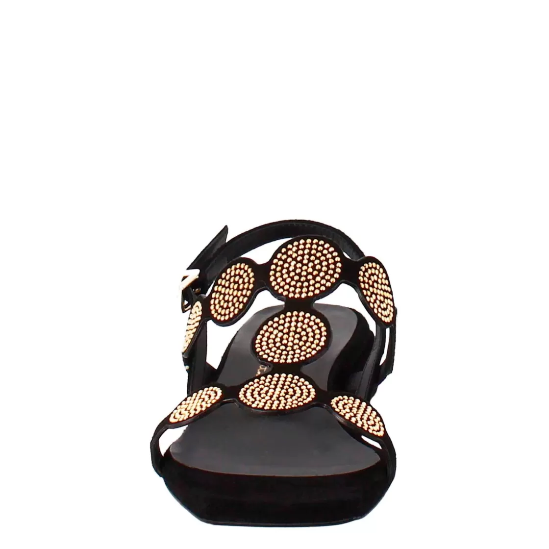 Best Sale Leonardo Shoes Sandalo Da Donna A Forma Squadrata In Pelle Scamosciata Con Glitter Nero