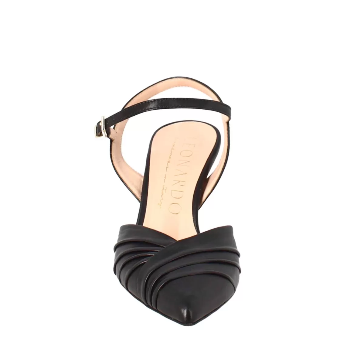 Sale Leonardo Shoes Sandalo Da Donna A Punta In Pelle Colore Con Tacco Nero