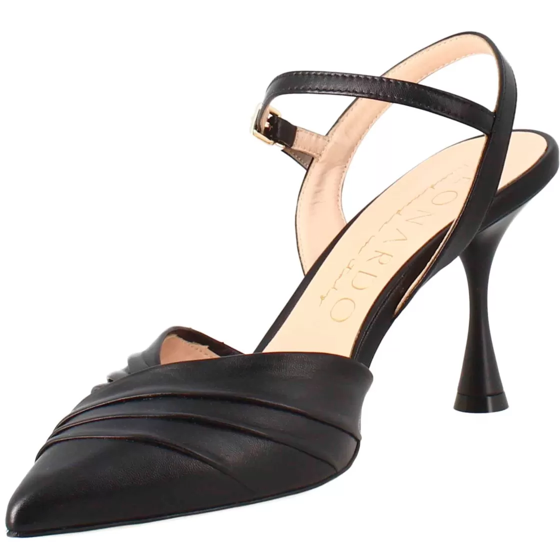 Sale Leonardo Shoes Sandalo Da Donna A Punta In Pelle Colore Con Tacco Nero