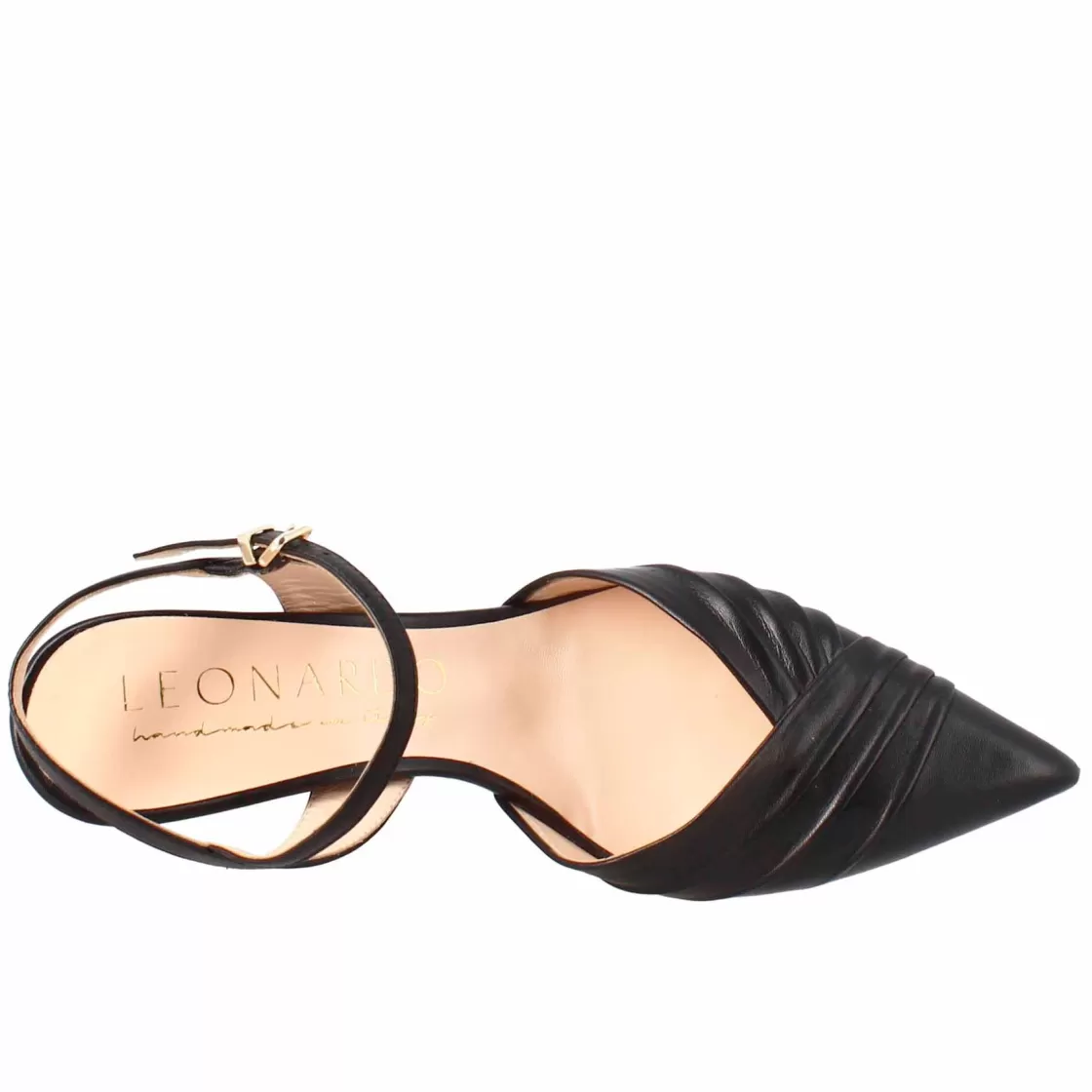 Sale Leonardo Shoes Sandalo Da Donna A Punta In Pelle Colore Con Tacco Nero
