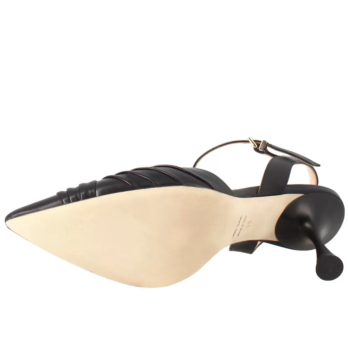 Sale Leonardo Shoes Sandalo Da Donna A Punta In Pelle Colore Con Tacco Nero