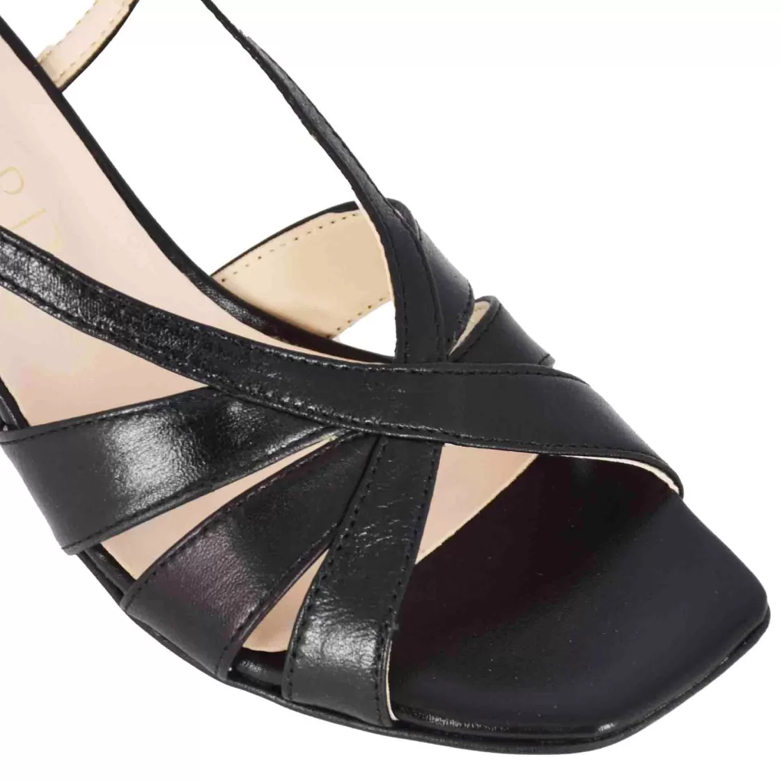 New Leonardo Shoes Sandalo Da Donna Classico In Pelle Colore Con Fasce Nero