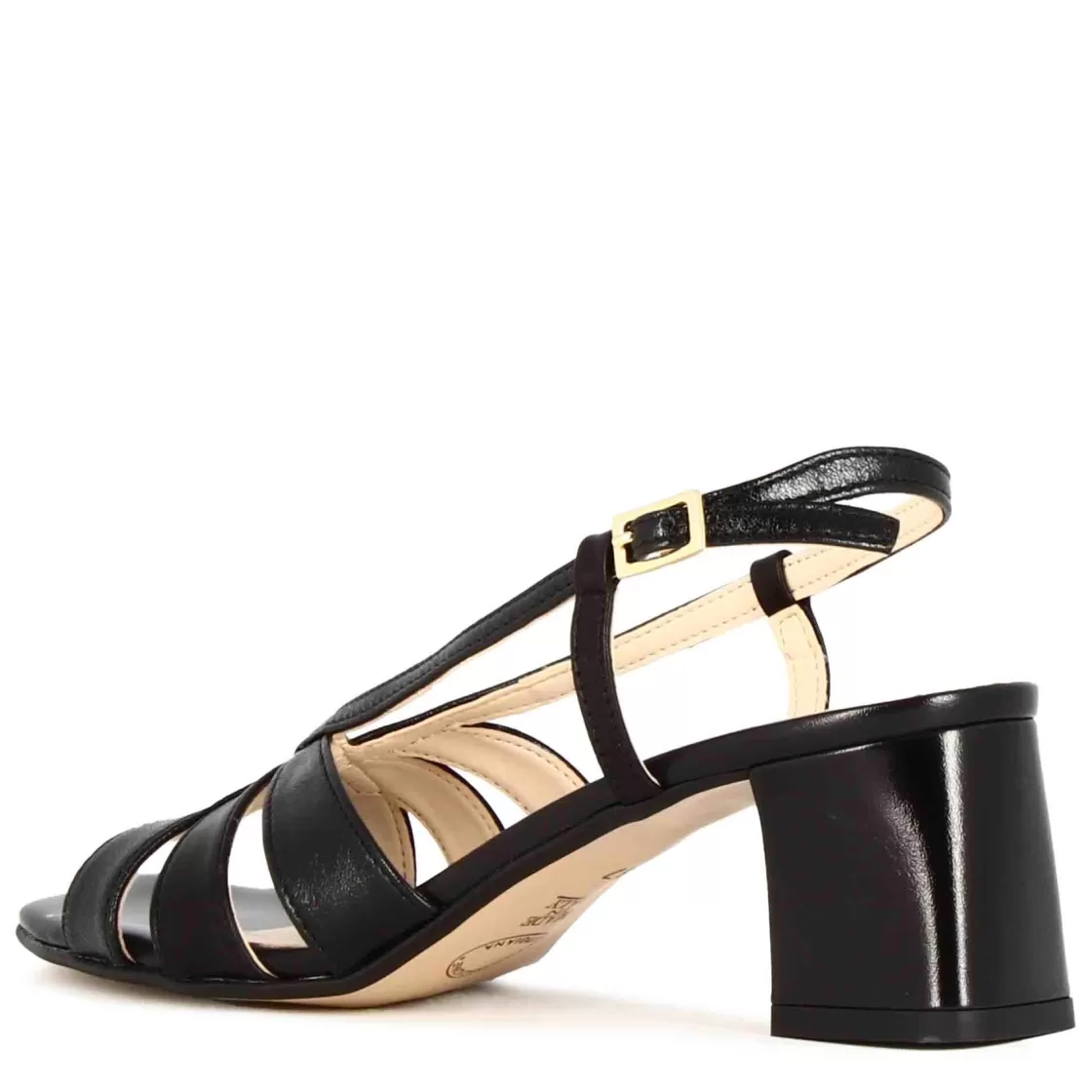 New Leonardo Shoes Sandalo Da Donna Classico In Pelle Colore Con Fasce Nero
