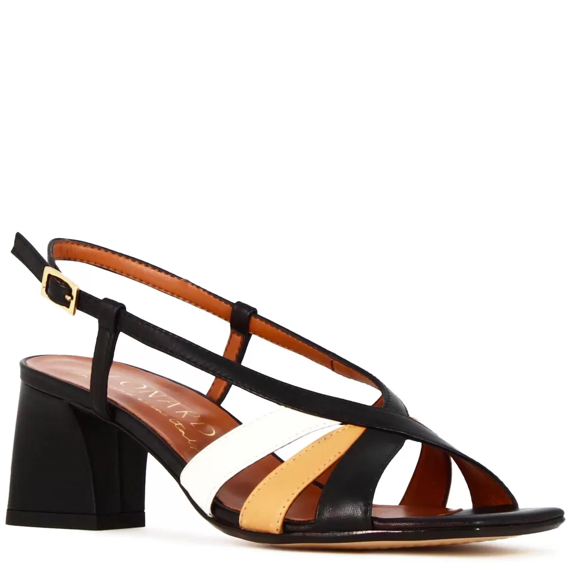 Online Leonardo Shoes Sandalo Da Donna Classico In Pelle Con Fasce Multicolore Nero