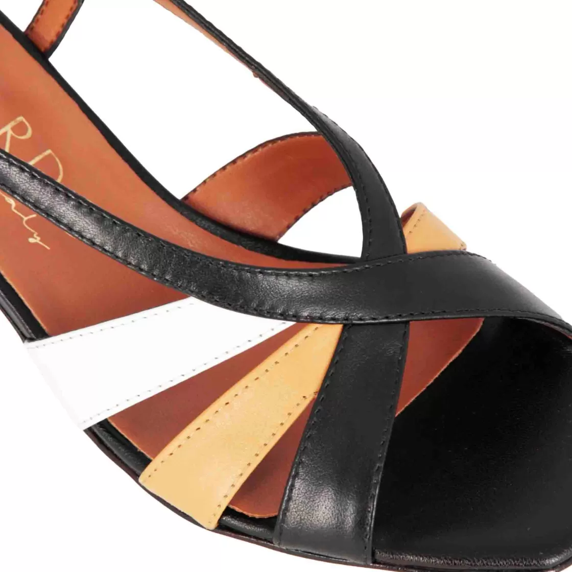 Online Leonardo Shoes Sandalo Da Donna Classico In Pelle Con Fasce Multicolore Nero