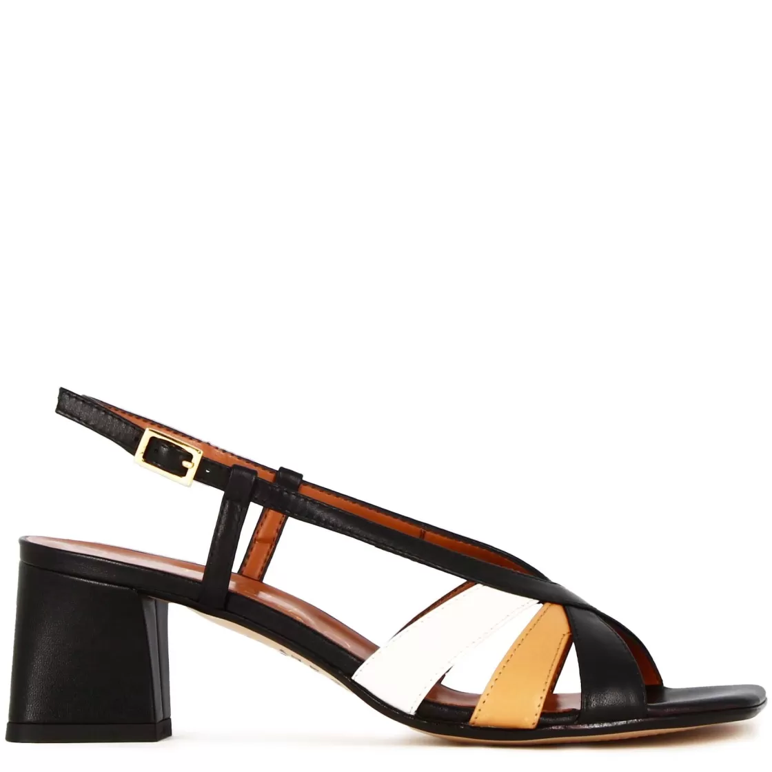 Online Leonardo Shoes Sandalo Da Donna Classico In Pelle Con Fasce Multicolore Nero