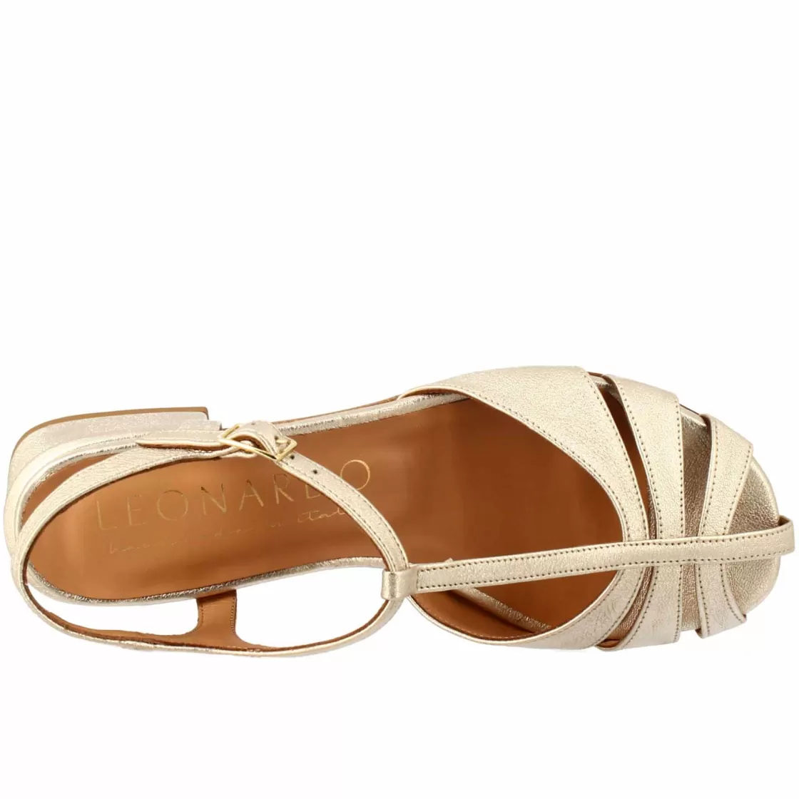Sale Leonardo Shoes Sandalo Da Donna Colore Laminato A Forma Di Gabbia Platino