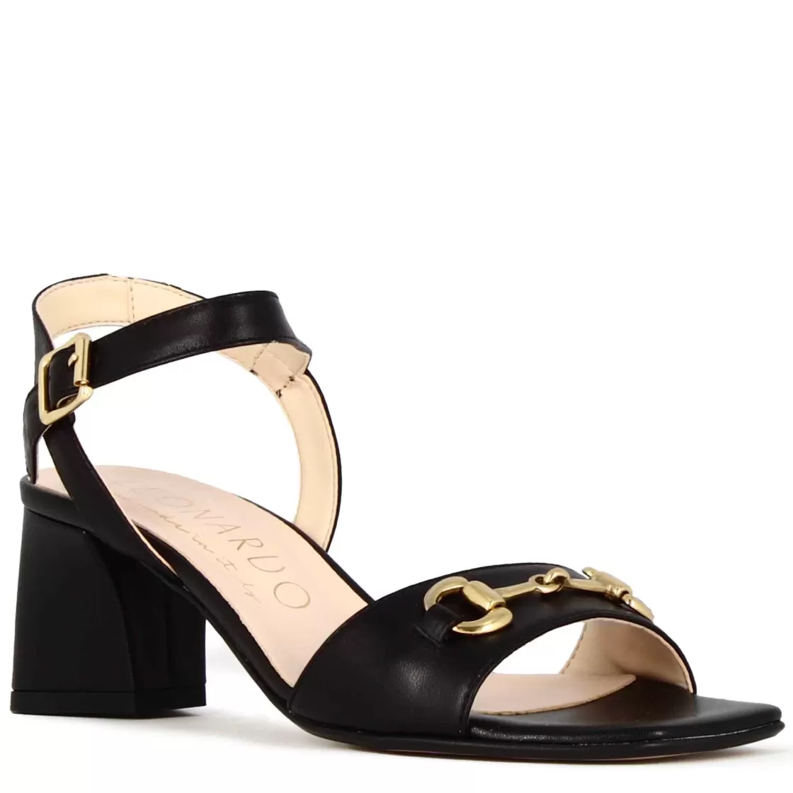 Shop Leonardo Shoes Sandalo Da Donna In Pelle Colore Con Morsetto Fatto A Mano Nero