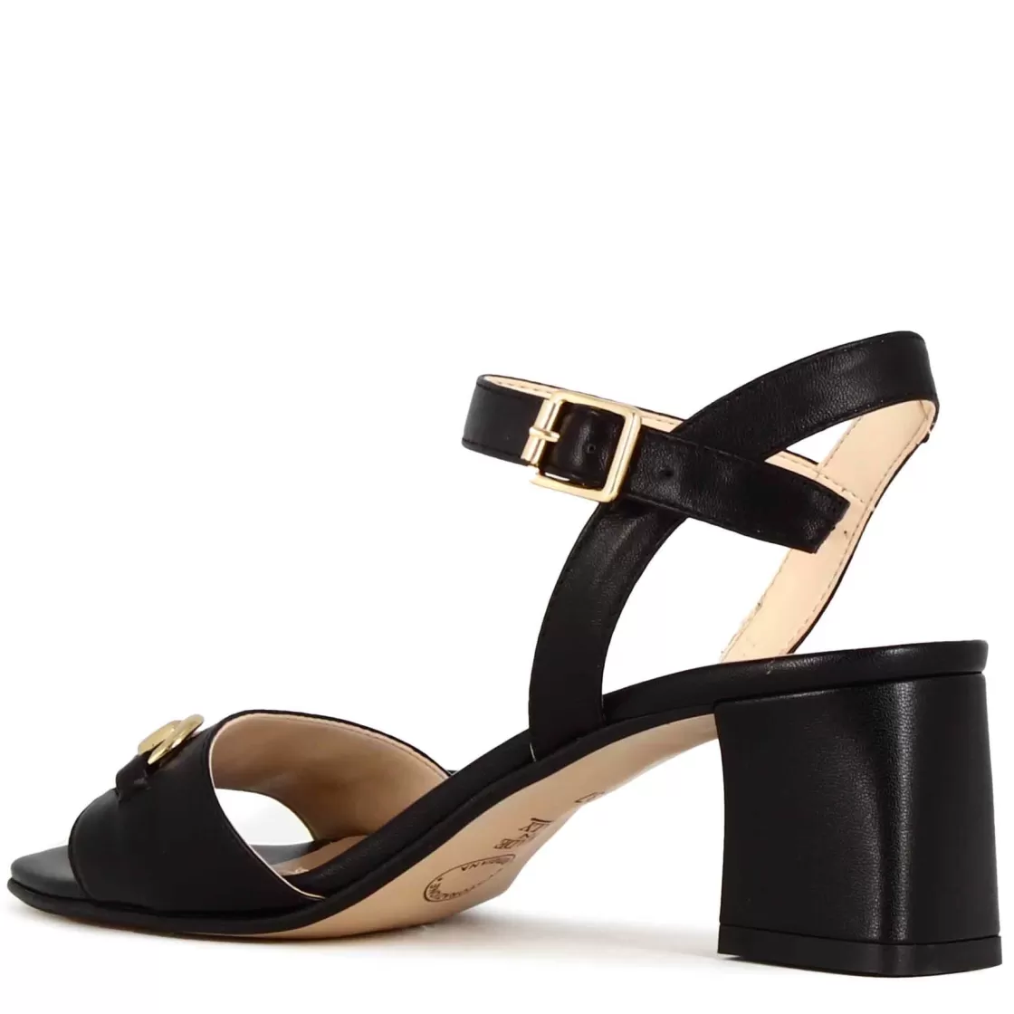 Shop Leonardo Shoes Sandalo Da Donna In Pelle Colore Con Morsetto Fatto A Mano Nero