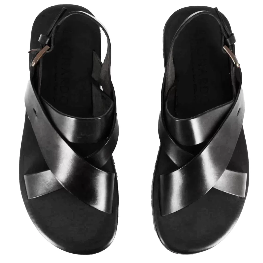Flash Sale Leonardo Shoes Sandalo Da Uomo Con Fasce Intrecciate In Pelle Colore Nero