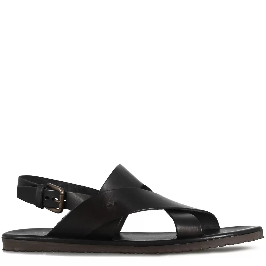 Flash Sale Leonardo Shoes Sandalo Da Uomo Con Fasce Intrecciate In Pelle Colore Nero
